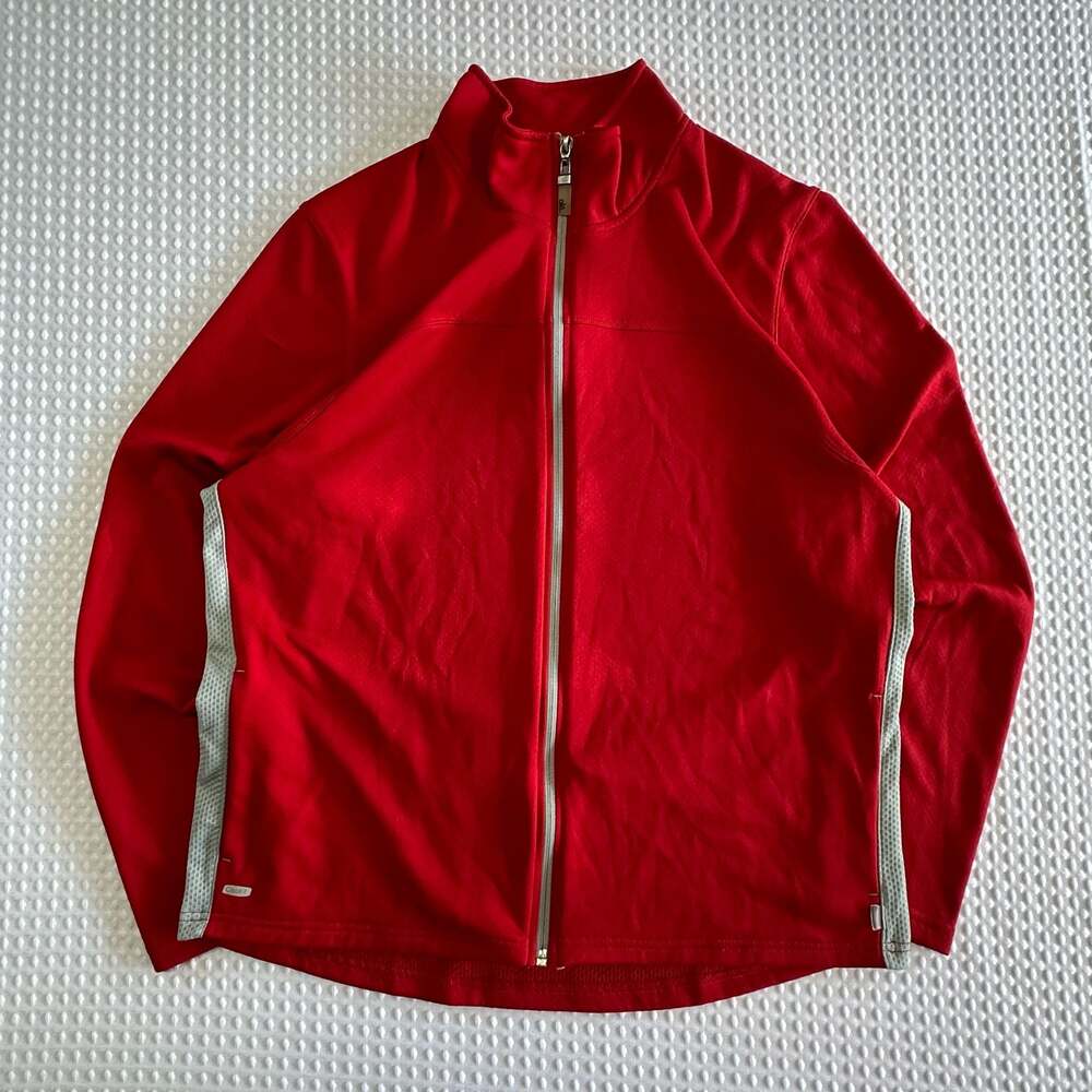 Alo CoolFit Jacket Mens Sz M Red Full Zip Mesh Track Athletic Running